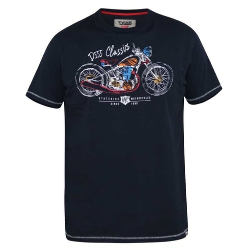 D555 Denton Multi Coloured Motorcycle Print Navy